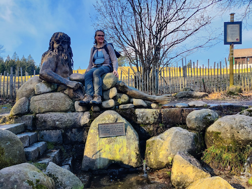 A photo of Amanda at the source of the Danube