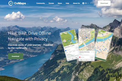 Screenshot of the CoMaps website