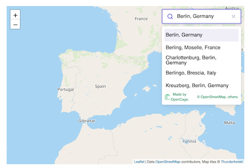 "OpenCage Geosearch leaflet plugin 1"