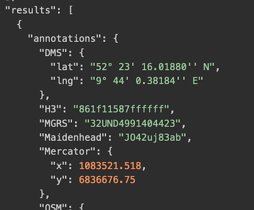 "Screenshot of an example JSON response with the H3 annotation"