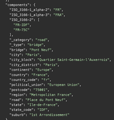 "JSON response for geocoding API request for 48.85647,2.34081"