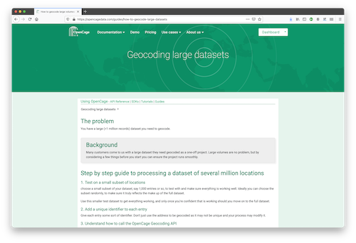 "OpenCage guide to geocoding large datasets"