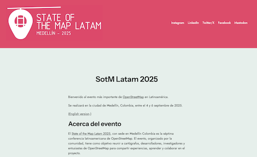 A screenshot of the SotM Latam 2025 website