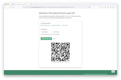 "Create a QR code that opens a Geo URI"