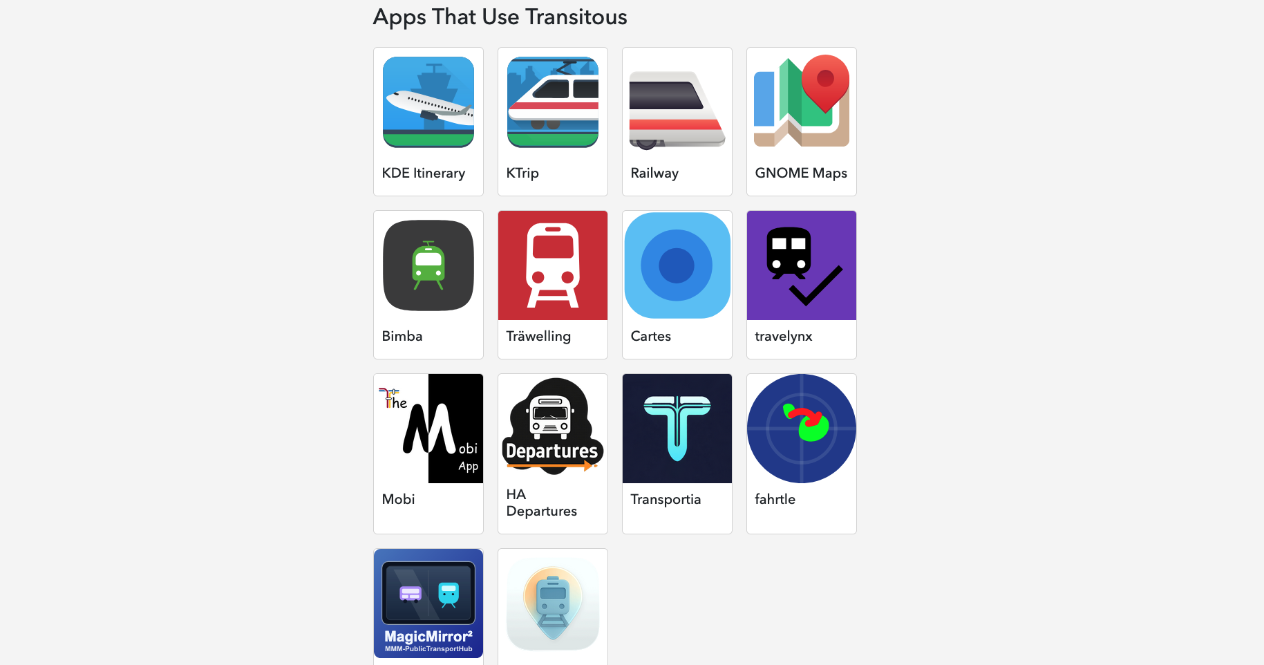 Apps using Transitous
